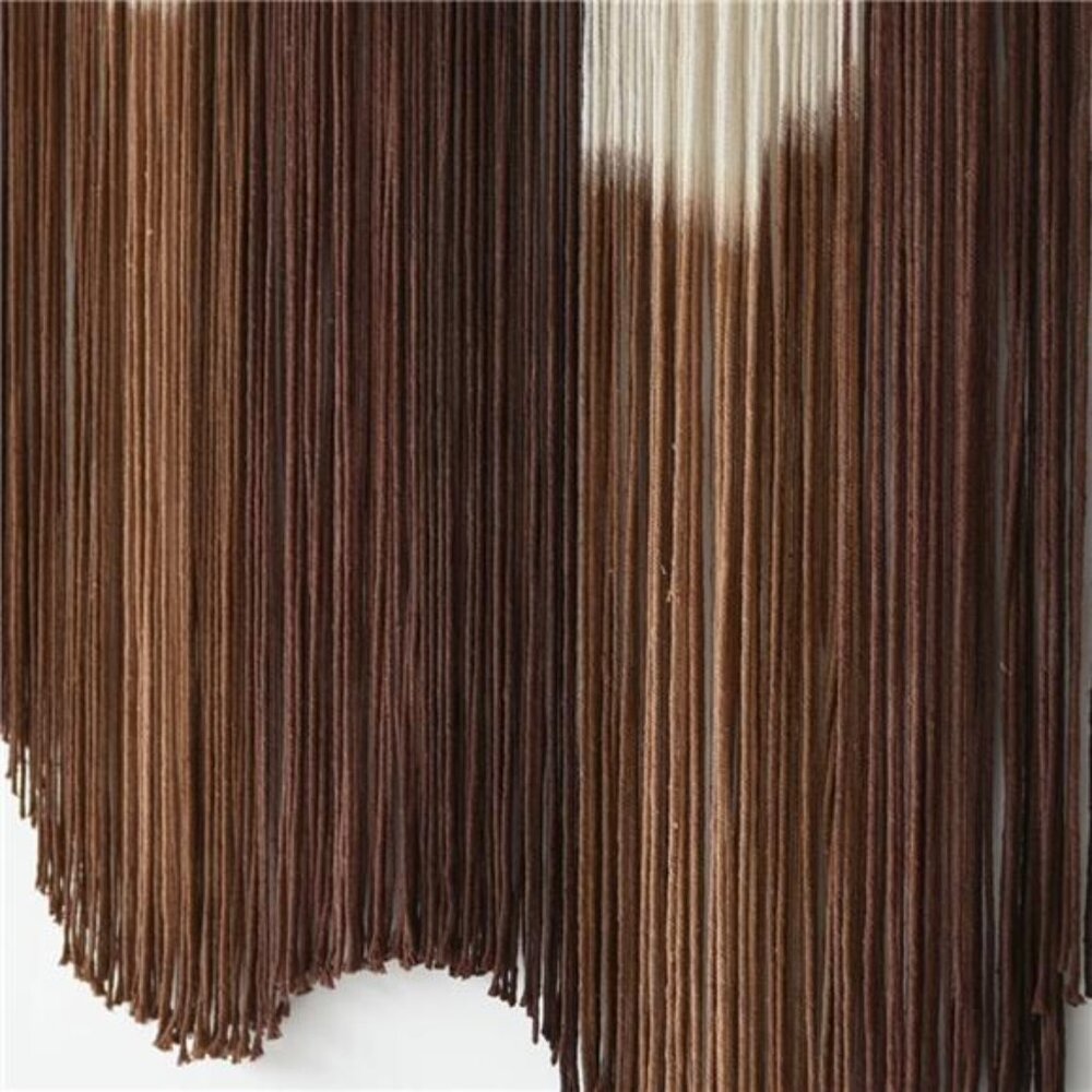 NEW Anthro XL Boho Tapestry Wavy Brown Macrame Woven Dyed Yarn Wall Hanging 58" - Picture 9 of 11